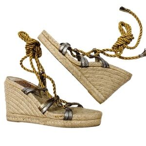 Tory Burch gladiator wedge espadrilles sandals